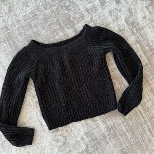 Black Off the Shoulder Knit Sweater